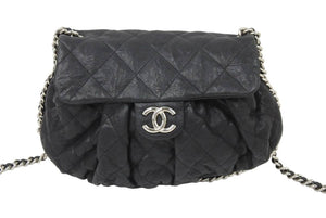 極美品 CHANEL シャネル マトラッセ チェーンアラウンド ショルダーバッグ 19番台 ラムスキン ブラック シルバー 中古 49892