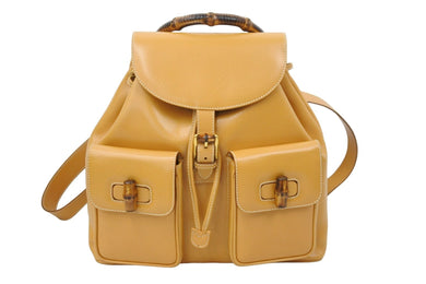 GUCCI グッチ ヴィンテージリュック・デイパック バンブーリュック ブラウン レザー 003 2058 0016 美品 中古 49933 