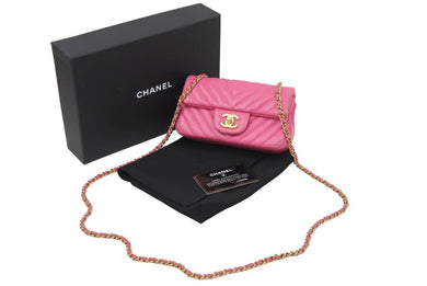 シャネル CHANEL ミニマトラッセ Vステッチ ピンク ゴールド金具 ショルダーバッグ レディース 美品 中古 49957