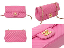 Load image into Gallery viewer, シャネル CHANEL ミニマトラッセ Vステッチ ピンク ゴールド金具 ショルダーバッグ レディース 美品 中古 49957