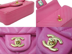 シャネル CHANEL ミニマトラッセ Vステッチ ピンク ゴールド金具 ショルダーバッグ レディース 美品 中古 49957
