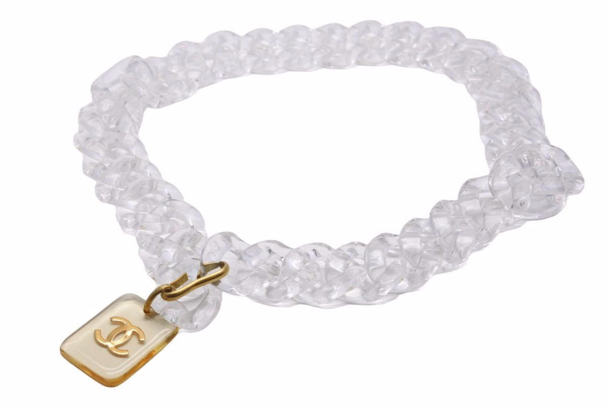 激レア CHANEL 95C シャネル プラチェーンベルト クリア GP ネックレス 