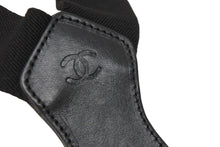 Load image into Gallery viewer, CHANEL シャネル サスペンダー ロゴマーク ヴィンテージ ゴム レザー ブラック ゴールド 美品 中古 49978