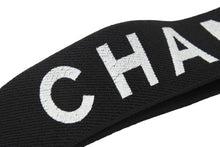 Load image into Gallery viewer, CHANEL シャネル サスペンダー ロゴマーク ヴィンテージ ゴム レザー ブラック ゴールド 美品 中古 49978
