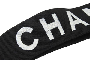 CHANEL シャネル サスペンダー ロゴマーク ヴィンテージ ゴム レザー ブラック ゴールド 美品 中古 49978