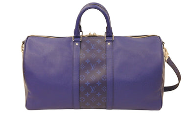新品同様 LouisVuitton ルイヴィトン タイガラマ キーポル バンドリエール50 2WAYバッグ M53766 BA0290 ブルー シルバー 中古 49985