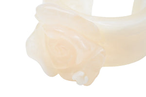 CHANEL シャネル カメリアブレスレット 薔薇柄 ココマーク 02P刻印 プラスチック イエロー ホワイト レディース 美品 中古 50002