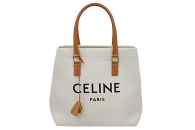 CELINE セリーヌ ハンドバッグ 190062BNZ.02NT カデナ クロシェット ホワイト キャンバス レザー 金色金具 美品 中古 50017