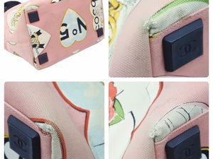 CHANEL シャネル トートバッグ バレンタイン ココマーク 10番台 A31533 キャンバス ピンク マルチカラー シルバー 良品 中古 50018
