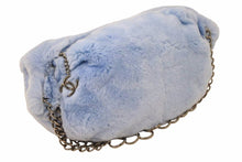Load image into Gallery viewer, CHANEL シャネル ラビット ファー チェーン ショルダーバッグ 7番台 ココマーク 水色 ブルー ロゴ 美品 中古 50061