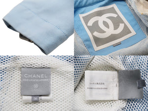 CHANEL シャネル セットアップ ライダースジャケット パンツ P1942502S コットン ブルー レッド シルバー サイズ36 美品 中古 50066