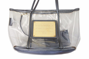 DOLCE&GABBANA ドルチェアンドガッバーナ ビニール トートバッグ 肩掛けバッグ ビニール レザー クリア ゴールド 美品 中古 50121