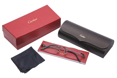 Cartier カルティエ 遠視メガネ 縁なし眼鏡 ツーポイント リム無し CT0045○003 フランス メタル ブラック 美品 中古 50128