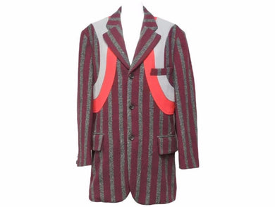 COMME DES GARCONS コムデギャルソン アーカイブ カーブストライプ ウールジャケット レッド グレー サイズS 美品 中古 50149