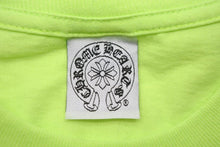 Load image into Gallery viewer, ChromeHearts クロムハーツ 半袖Tシャツ ロゴ トップス USA製 コットン 蛍光グリーン サイズL 美品 中古 50199