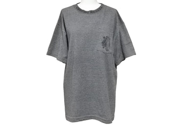CHROME HEARTS クロムハーツ 半袖Tシャツ ポケT バックプリント グレー ダガー 首ロゴ Mサイズ 中古 50203