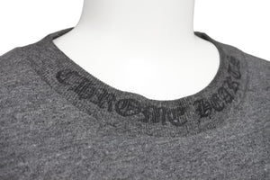 CHROME HEARTS クロムハーツ 半袖Tシャツ ポケT バックプリント グレー ダガー 首ロゴ Mサイズ 中古 50203