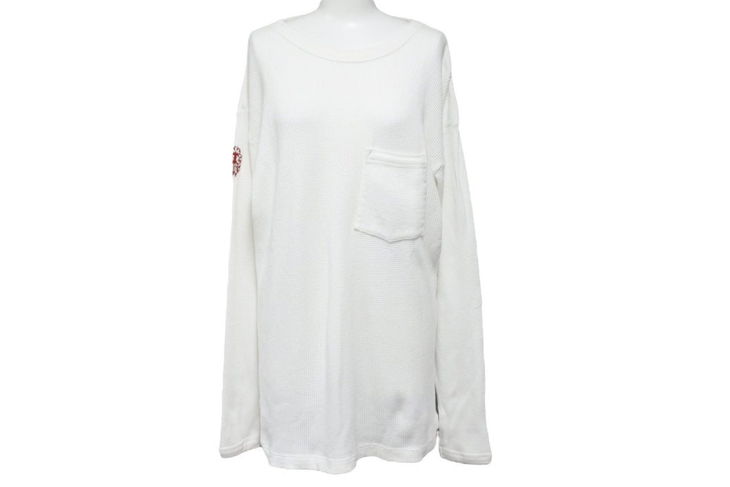 CHROME HEARTS クロムハーツ 長袖Ｔシャツ クロムハーツ Mサイズ ロンT ダガー サーマル ホワイト 刺繍 レッド 中古 50230