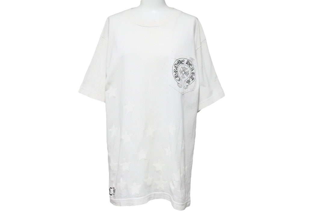 CHROME HEARTS クロムハーツ 半袖Ｔシャツ トップス ロゴ 星 コットン ホワイト ブラック サイズM メンズ 美品 中古 50232
