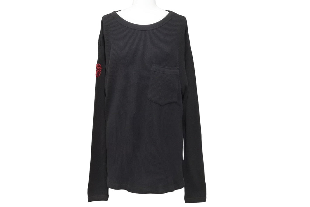 CHROME HEARTS クロムハーツ ロンT サーマル ブラック レッド サイズS 刺繍 ダガー 中古 50273