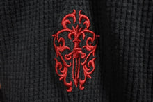 Load image into Gallery viewer, CHROME HEARTS クロムハーツ ロンT サーマル ブラック レッド サイズS 刺繍 ダガー 中古 50273