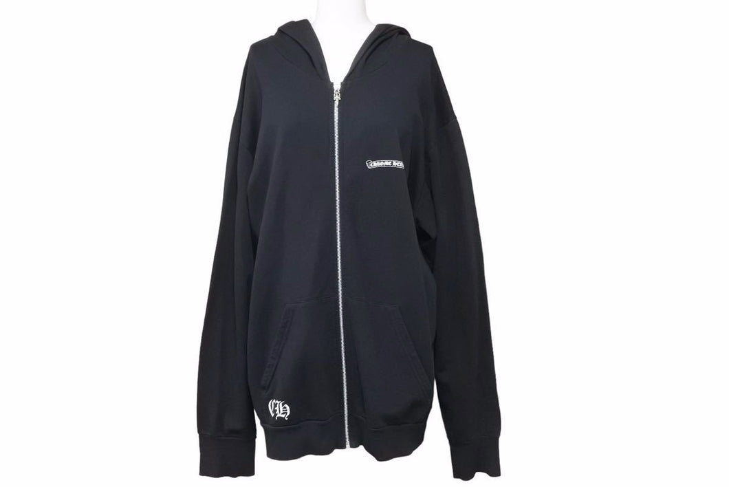 CHROMEHEARTS クロムハーツ パーカー フーディ ダガージップ 006-068514 USA製 コットン ブラック シルバー XL 美品 中古 50370