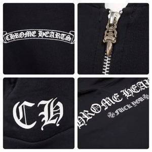 CHROMEHEARTS クロムハーツ パーカー フーディ ダガージップ 006-068514 USA製 コットン ブラック シルバー XL 美品 中古 50370