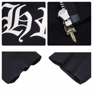CHROMEHEARTS クロムハーツ パーカー フーディ ダガージップ 006-068514 USA製 コットン ブラック シルバー XL 美品 中古 50370