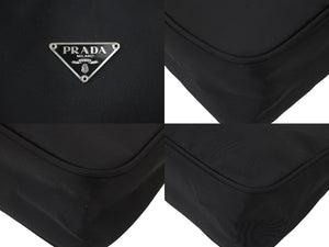 PRADA プラダ ホーボー ハンドバッグ ミニバッグ 三角ロゴ金具 プレート ナイロン ブラック 美品 中古 50397