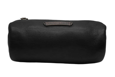CHROME HEARTS クロムハーツ ポーチ シリンダーケース コスメケース 丸型 レザー ブラック シルバー金具 メンズ 美品 中古 50452