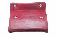 Load image into Gallery viewer, CHROME HEARTS クロムハーツ 三つ折り財布 ウェーブウォレット 長財布 クロスボタン レッド シルバー金具 美品 中古 50453