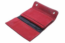 Load image into Gallery viewer, CHROME HEARTS クロムハーツ 三つ折り財布 ウェーブウォレット 長財布 クロスボタン レッド シルバー金具 美品 中古 50453