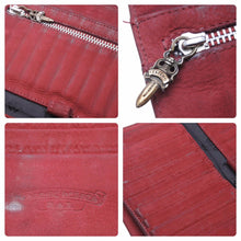 Load image into Gallery viewer, CHROME HEARTS クロムハーツ 三つ折り財布 ウェーブウォレット 長財布 クロスボタン レッド シルバー金具 美品 中古 50453