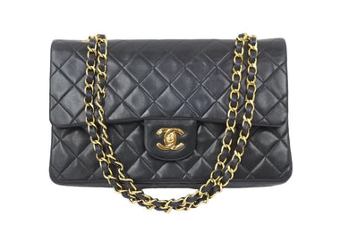 CHANEL シャネル マトラッセ25 ショルダーバッグ ダブルフラップ 4番台 1997年代 ラムスキン ブラック ゴールド 美品 中古 50483