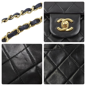 CHANEL シャネル マトラッセ25 ショルダーバッグ ダブルフラップ 4番台 1997年代 ラムスキン ブラック ゴールド 美品 中古 50483