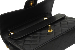 CHANEL シャネル マトラッセ25 ショルダーバッグ ダブルフラップ 4番台 1997年代 ラムスキン ブラック ゴールド 美品 中古 50483