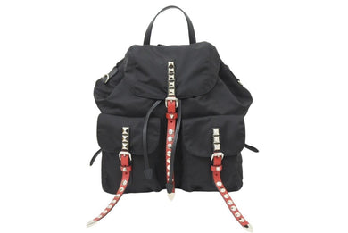 PRADA プラダ ナイロン スタッズ リュックサック ブラック backpack 1BZ811V0Y02BYB F0D9A 中古 50484