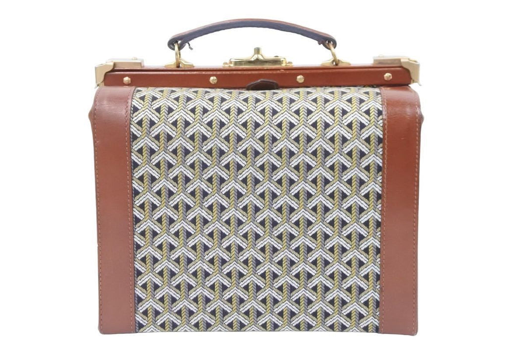 Goyard ゴヤール バニティバッグ ヴィンテージ ボストンバッグ ハンドバッグ レザー キャンバス ブラウン ブラック 良品 中古 50485