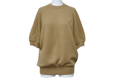 PRADA プラダ ニット Tシャツ トップス トライアングルロゴ P24ZOLS2011RNG イタリア カシミヤ ブラウン サイズ36 美品 中古 50497