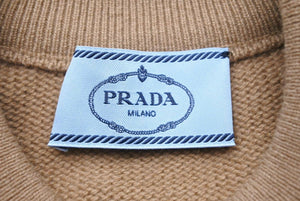 PRADA プラダ ニット Tシャツ トップス トライアングルロゴ P24ZOLS2011RNG イタリア カシミヤ ブラウン サイズ36 美品 中古 50497