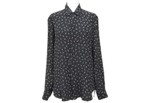 画像をギャラリービューアに読み込む, SAINT LAURENT サンローラン 19SS エッフェル塔 528009 プリントシャツ シルク 37 ブラック 黒 トップス 美品 中古 50513 