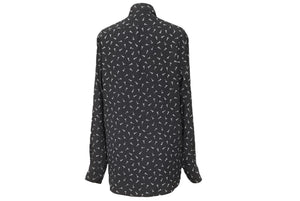 SAINT LAURENT サンローラン 19SS エッフェル塔 528009 プリントシャツ シルク 37 ブラック 黒 トップス 美品 中古 50513 