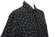 画像をギャラリービューアに読み込む, SAINT LAURENT サンローラン 19SS エッフェル塔 528009 プリントシャツ シルク 37 ブラック 黒 トップス 美品 中古 50513 