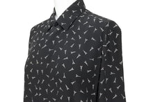 画像をギャラリービューアに読み込む, SAINT LAURENT サンローラン 19SS エッフェル塔 528009 プリントシャツ シルク 37 ブラック 黒 トップス 美品 中古 50513 