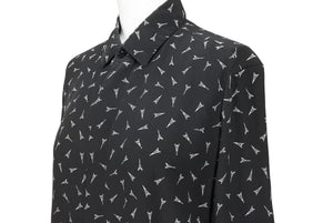 SAINT LAURENT サンローラン 19SS エッフェル塔 528009 プリントシャツ シルク 37 ブラック 黒 トップス 美品 中古 50513 