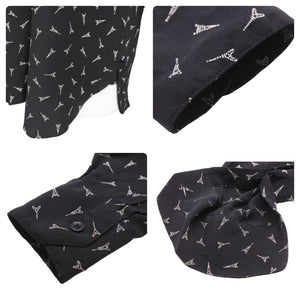 SAINT LAURENT サンローラン 19SS エッフェル塔 528009 プリントシャツ シルク 37 ブラック 黒 トップス 美品 中古 50513 