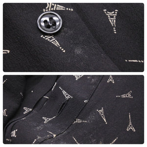 SAINT LAURENT サンローラン 19SS エッフェル塔 528009 プリントシャツ シルク 37 ブラック 黒 トップス 美品 中古 50513 