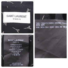画像をギャラリービューアに読み込む, SAINT LAURENT サンローラン 19SS エッフェル塔 528009 プリントシャツ シルク 37 ブラック 黒 トップス 美品 中古 50513 