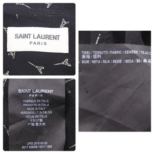 SAINT LAURENT サンローラン 19SS エッフェル塔 528009 プリントシャツ シルク 37 ブラック 黒 トップス 美品 中古 50513 