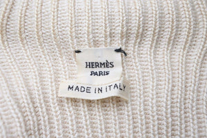 HERMES エルメス ロング カーディガン ベージュ シルク 光沢 トップス アウター ニット サイズME 美品 中古 50554